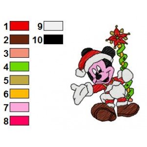 Happy Christmas Mickey Mouse Embroidery Design